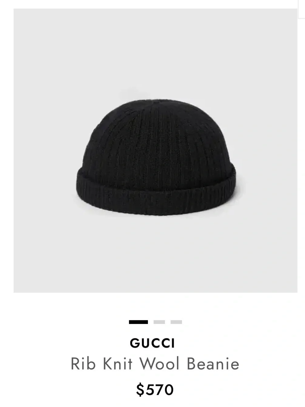 NWT Gucci Black Ribbed Knit Cap with Green-Red Web Tab